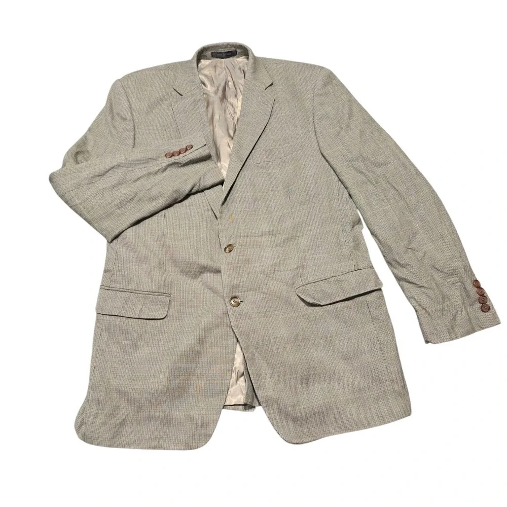 Lauren Ralph Lauren‎ Blazer Mens 42R Tan Houndstooth Two Button Sport Coat